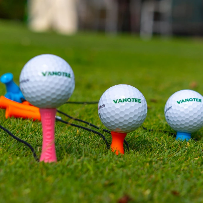 tailles de tee de golf vanotee couleur bleu rose orange décroissant